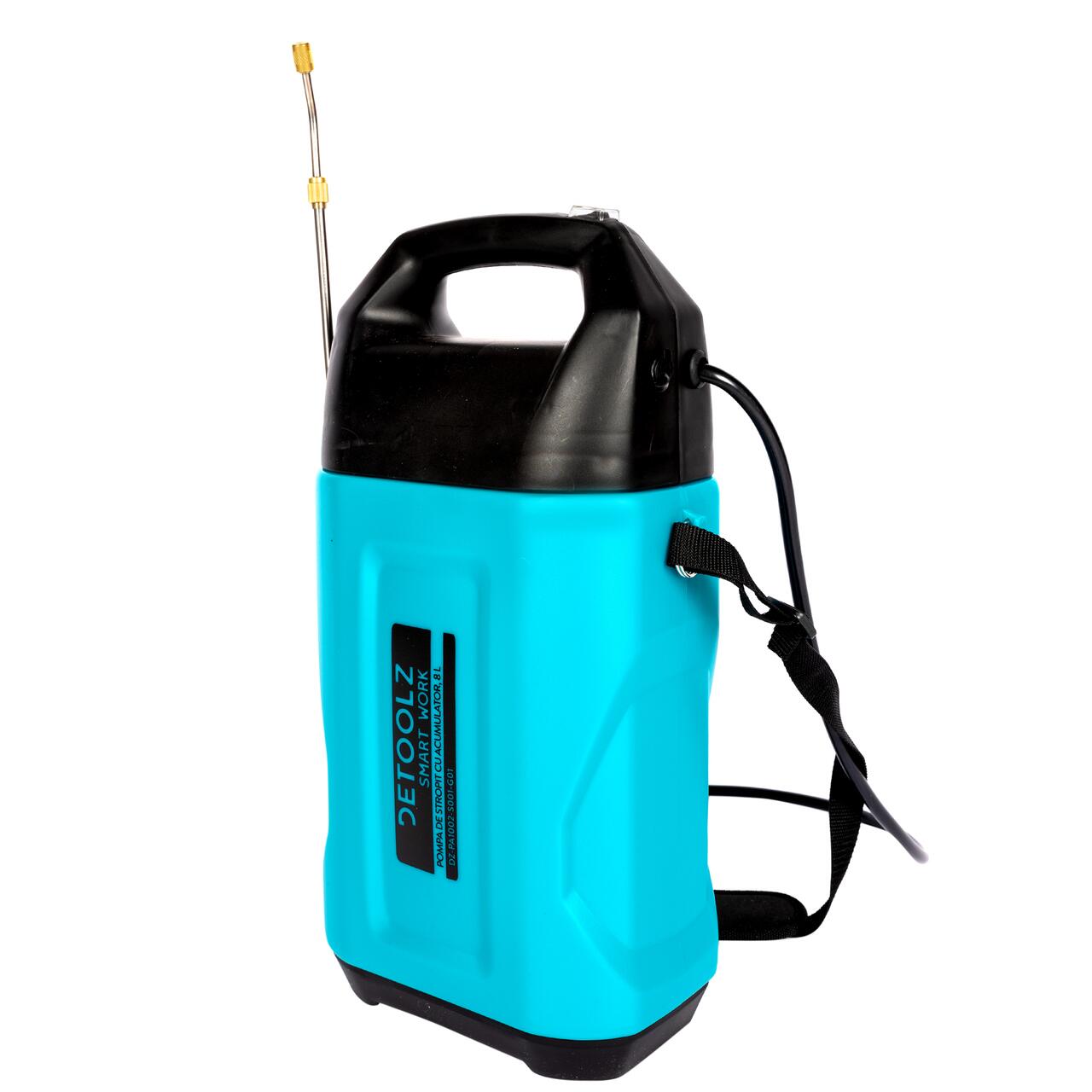 Pulverizator gradina, pompa de stropit, vermorel, Detoolz, electric, pentru spate, cu acumulator 2 Ah, 8 L