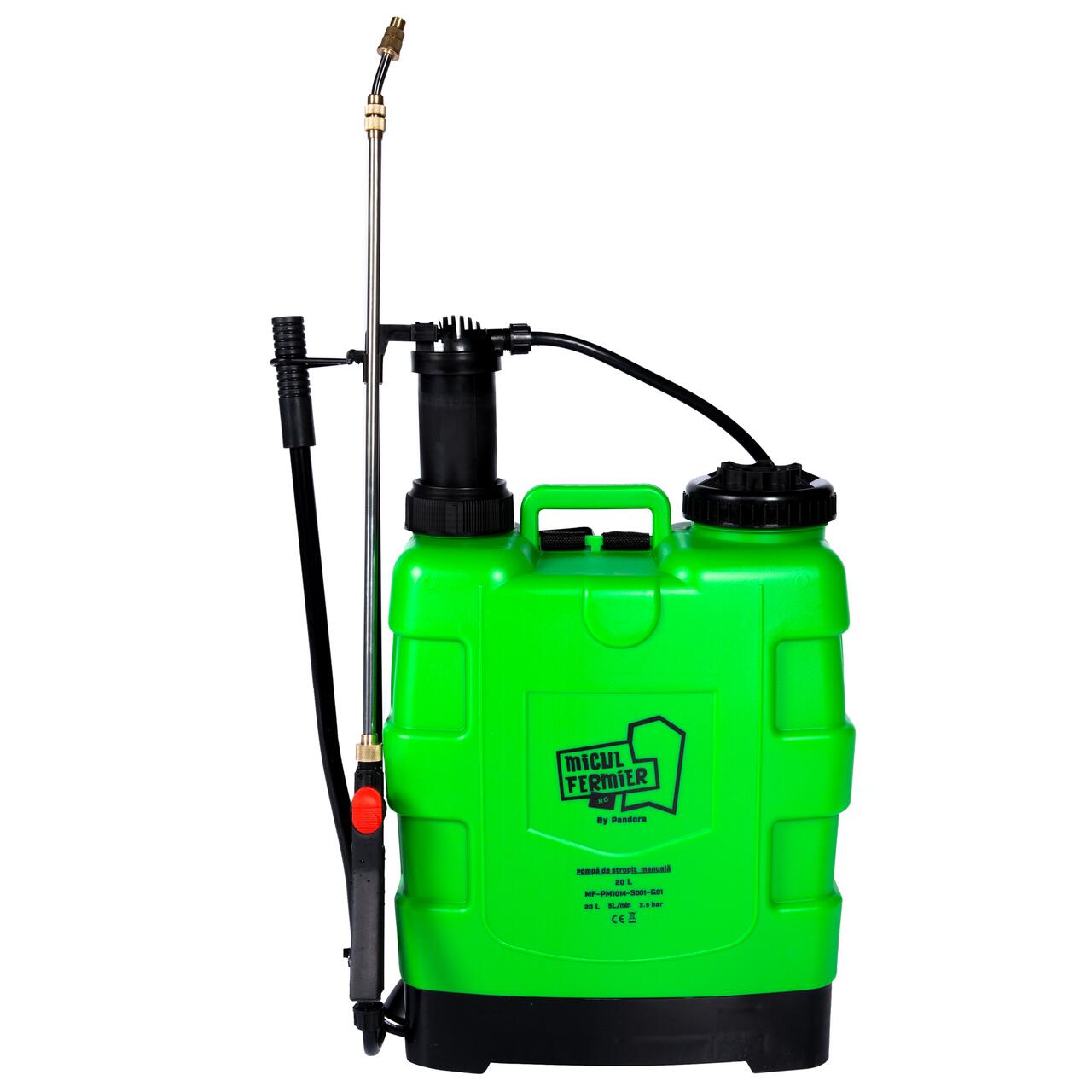 Pulverizator gradina, pompa de stropit, vermorel, Micul Fermier, manual, pentru spate, cu accesorii, 20 L
