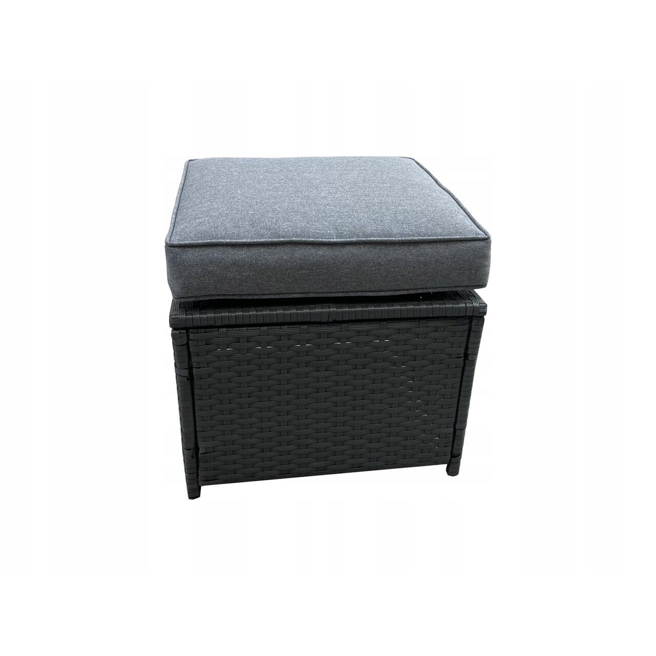 Set mobilier gradina/terasa, gri, ratan sintetic, 1 masa, 2 canapele, 2 tabureti, Lauren