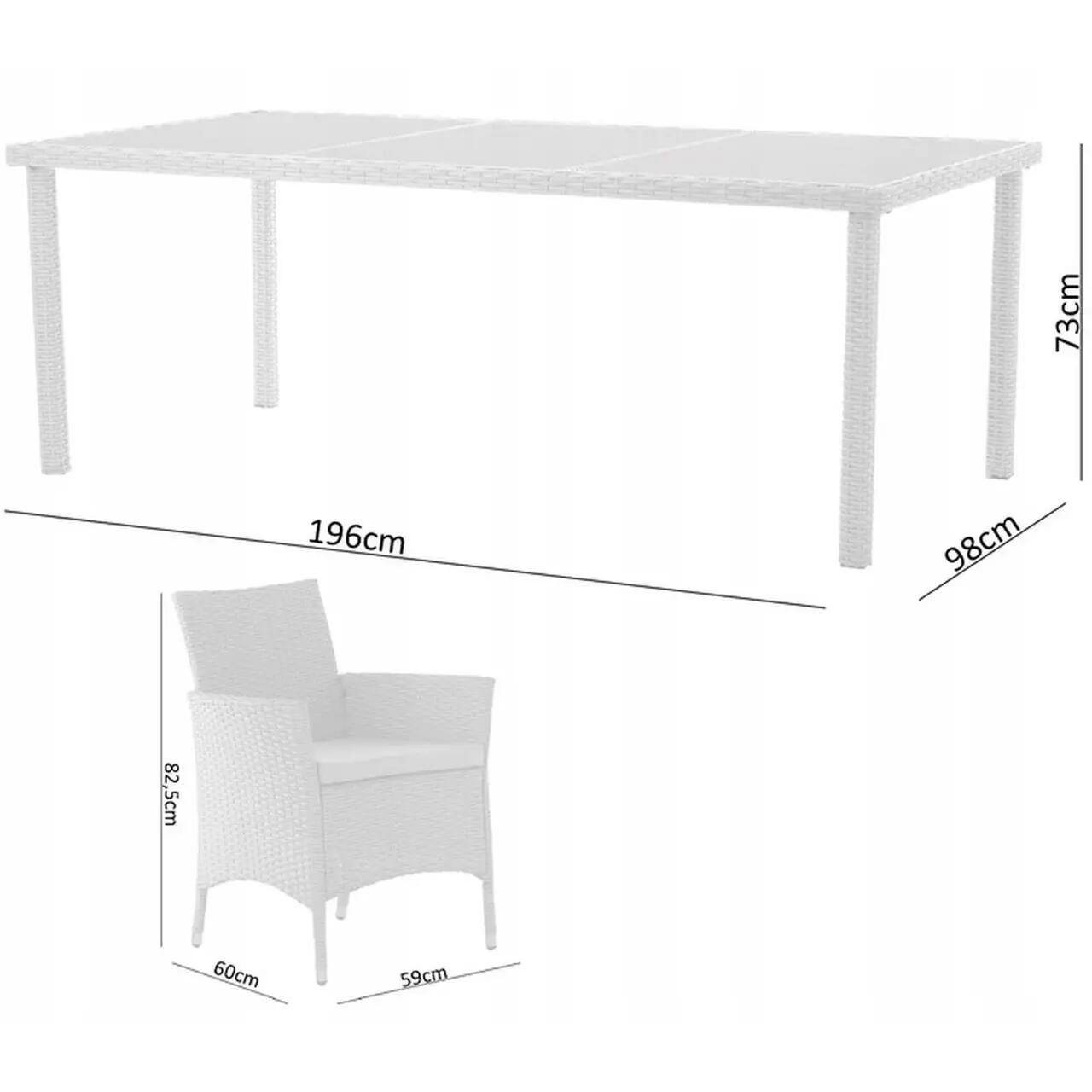 Set mobilier gradina/terasa, maro inchis si bej, ratan sintetic, 1 masa, 8 fotolii, Brian