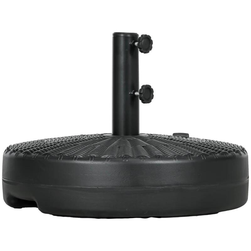 Suport pentru umbrela 38-48 mm, rotund, HDPE si otel, imitatie ratan, negru, 51x36 cm