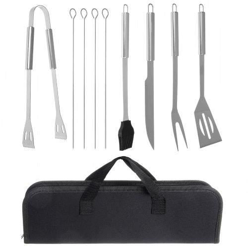 Ustensile pentru barbecue, grill, gratar, inox, geanta transport, set 9 piese, 35 cm, Kaminer