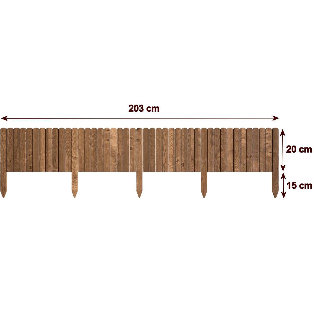 Gard de gradina decorativ din lemn, maro, 200x20 cm