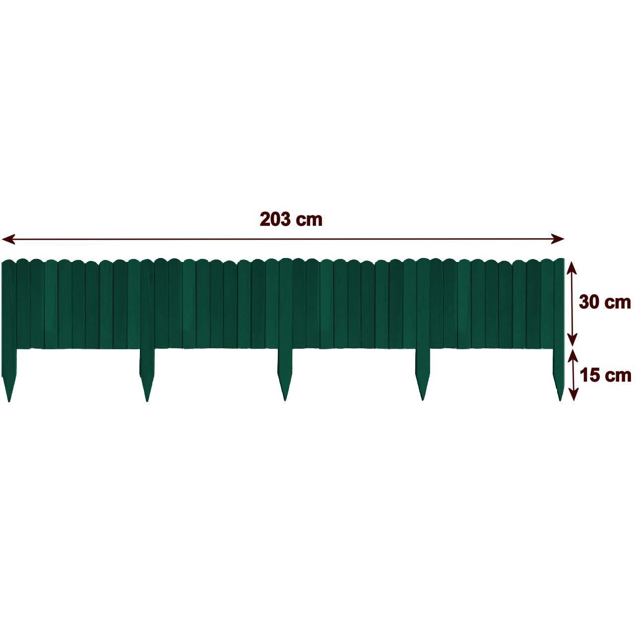Gard de gradina decorativ din lemn, verde, 200x30 cm