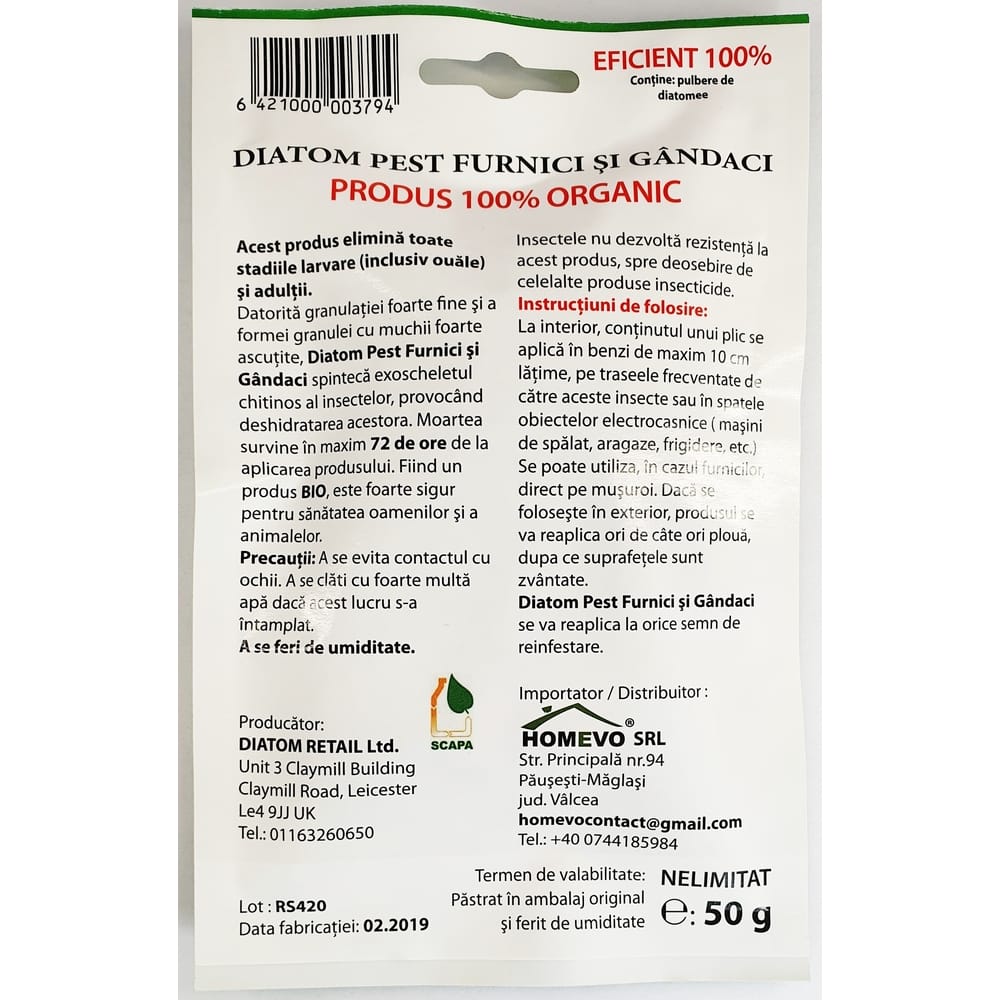 Homevo Furnici și Gândaci – Pulbere BIO