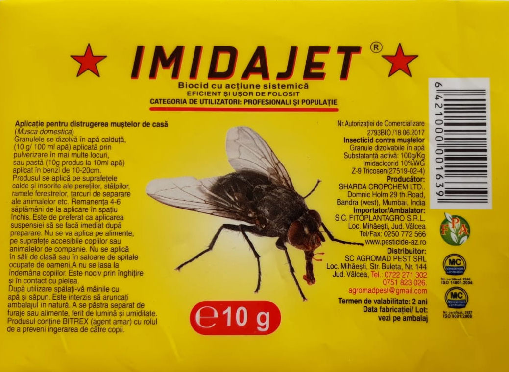 IMIDAJET 10G - Insecticid Granulat cu Imidacloprid si Feromoni - Combatere Muste