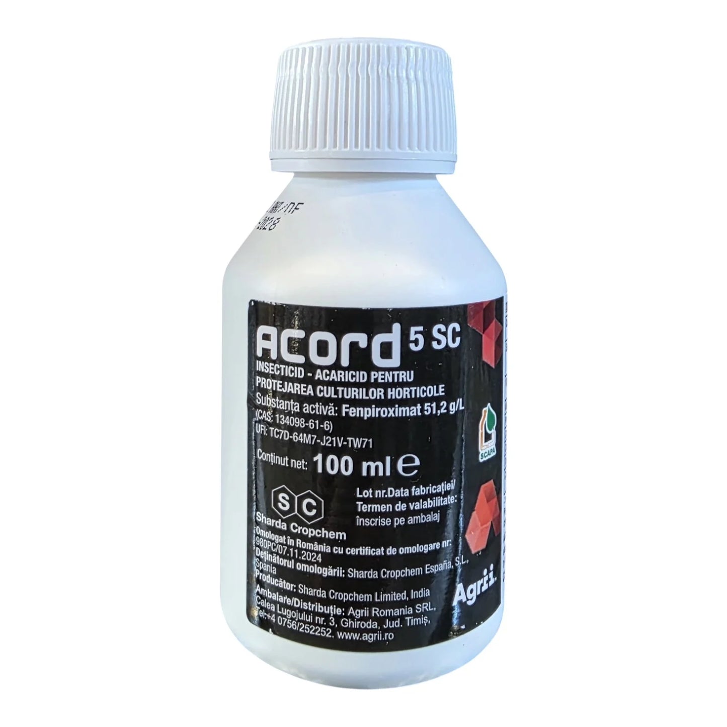 Acord 5 SC - Insecto-Acaricid de Contact - Mar, Prun, Vita de Vie, Tomate, Castraveti - Paianjen Rosu, Similar Nissorun