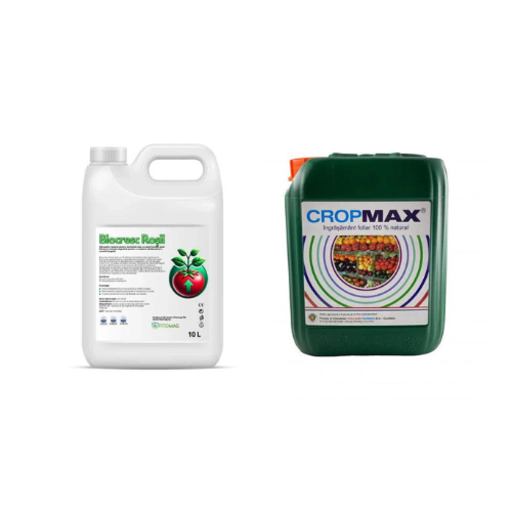 Pachet tratament si nutritie tomate/rosii, Stimulator de legare si rodire, Biocresc Rosii, 10 l + Fe