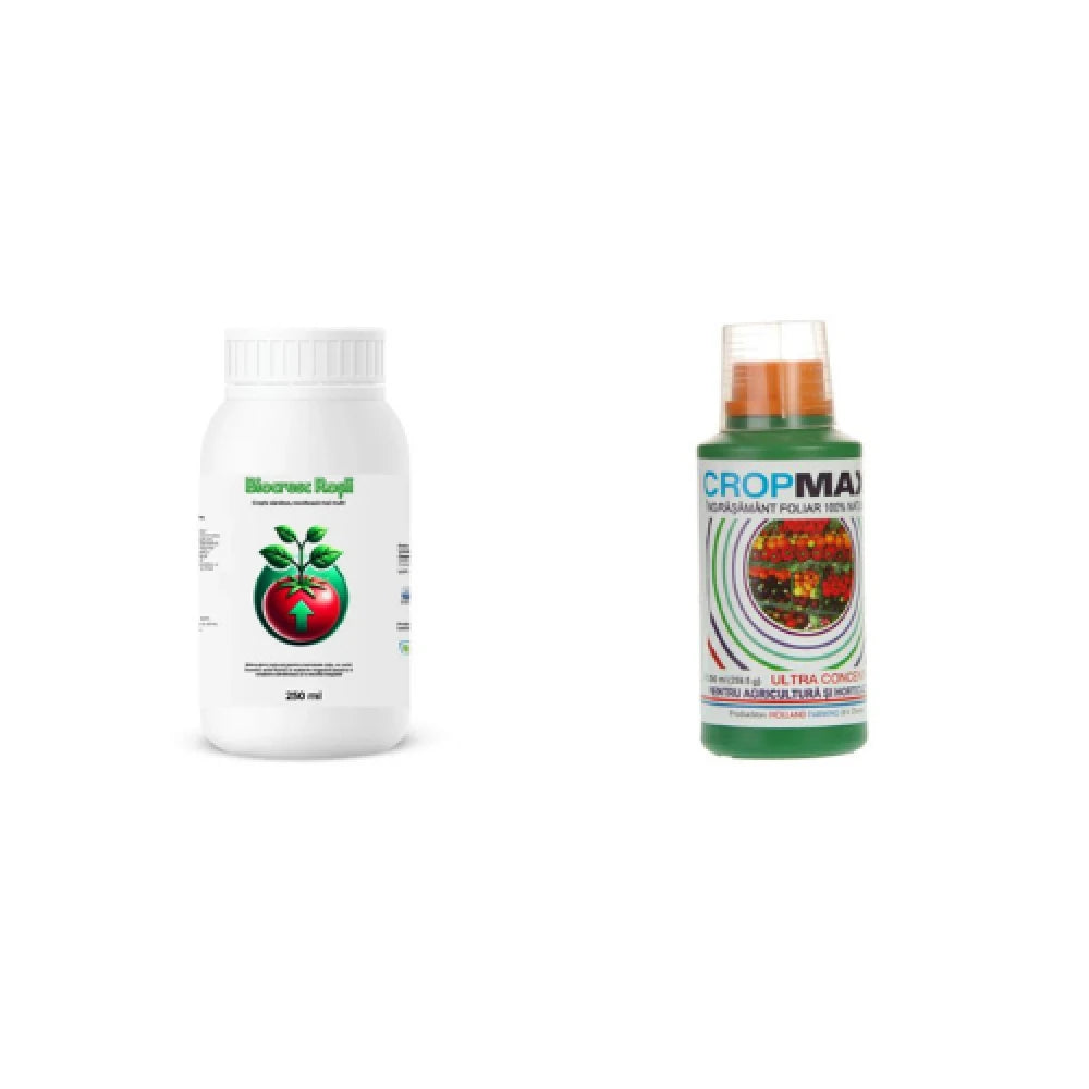 Pachet tratament si nutritie tomate/rosii, Stimulator de legare si rodire, Biocresc Rosii, 250 ml +