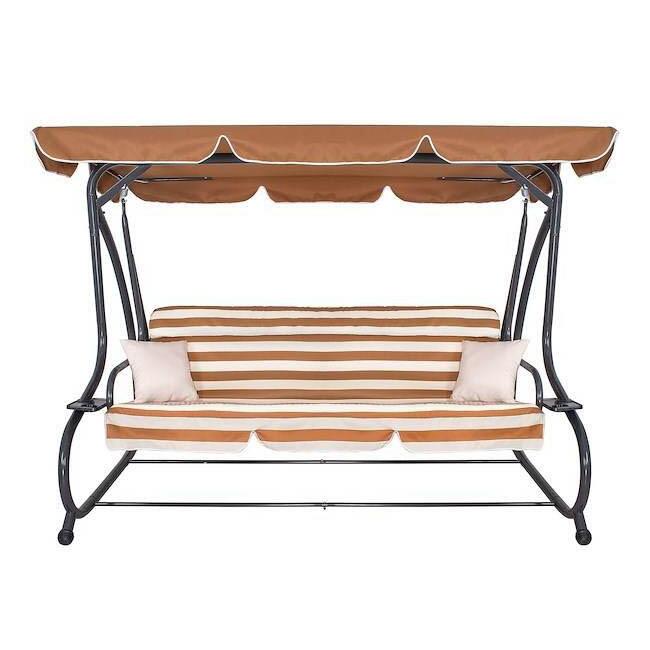 Balansoar gradina, Springos, 4 locuri, maro, crem, 230x130x162 cm, functie pat, max 300 kg