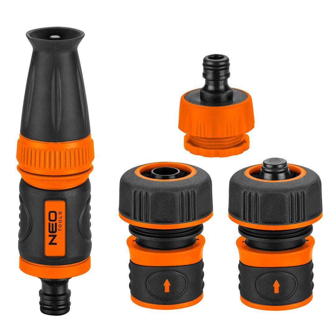 Set de stropit, duza furtun cu accesorii, 4 piese, 3/4", NEO