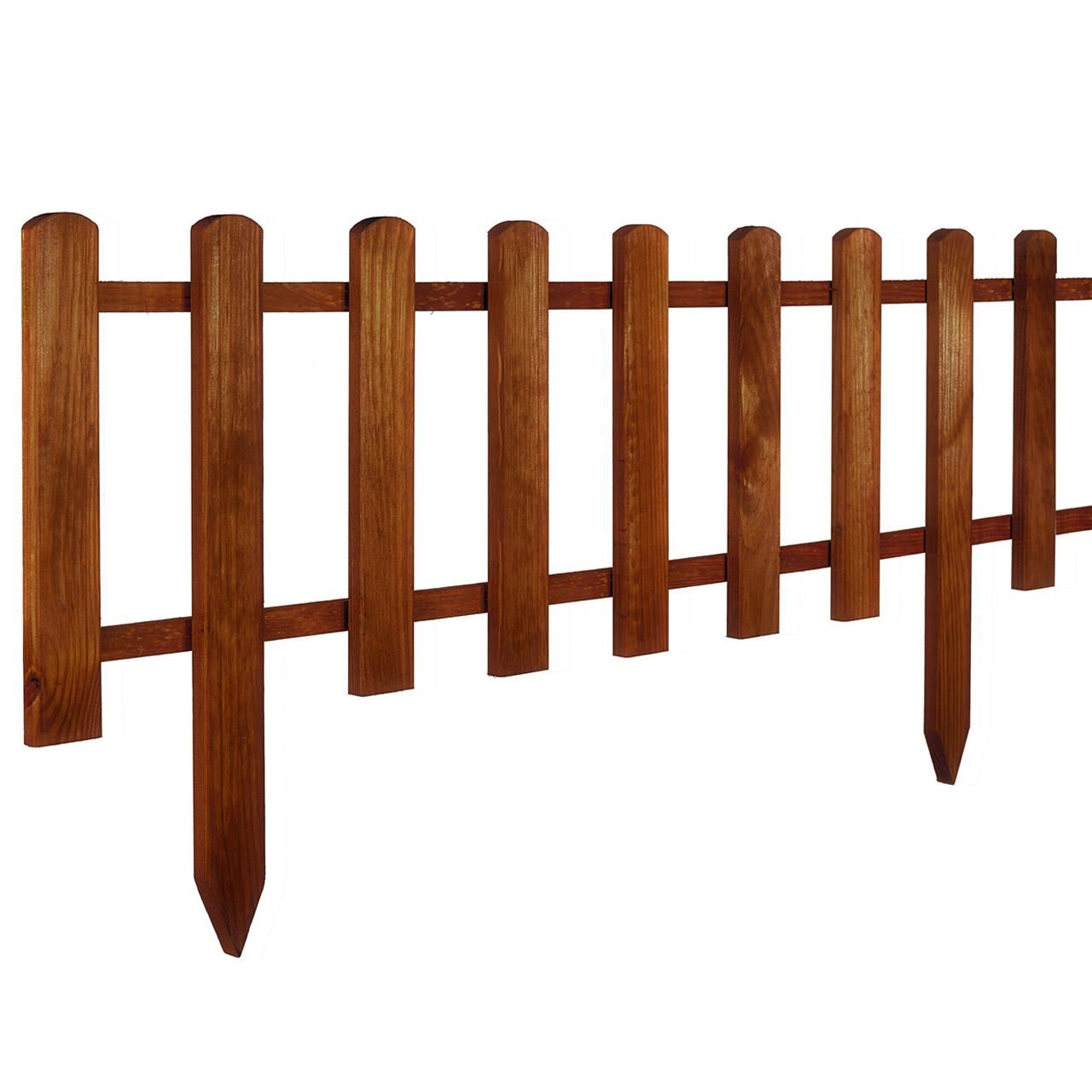 Gard de gradina decorativ, din lemn distantat, maro, 104x30 cm
