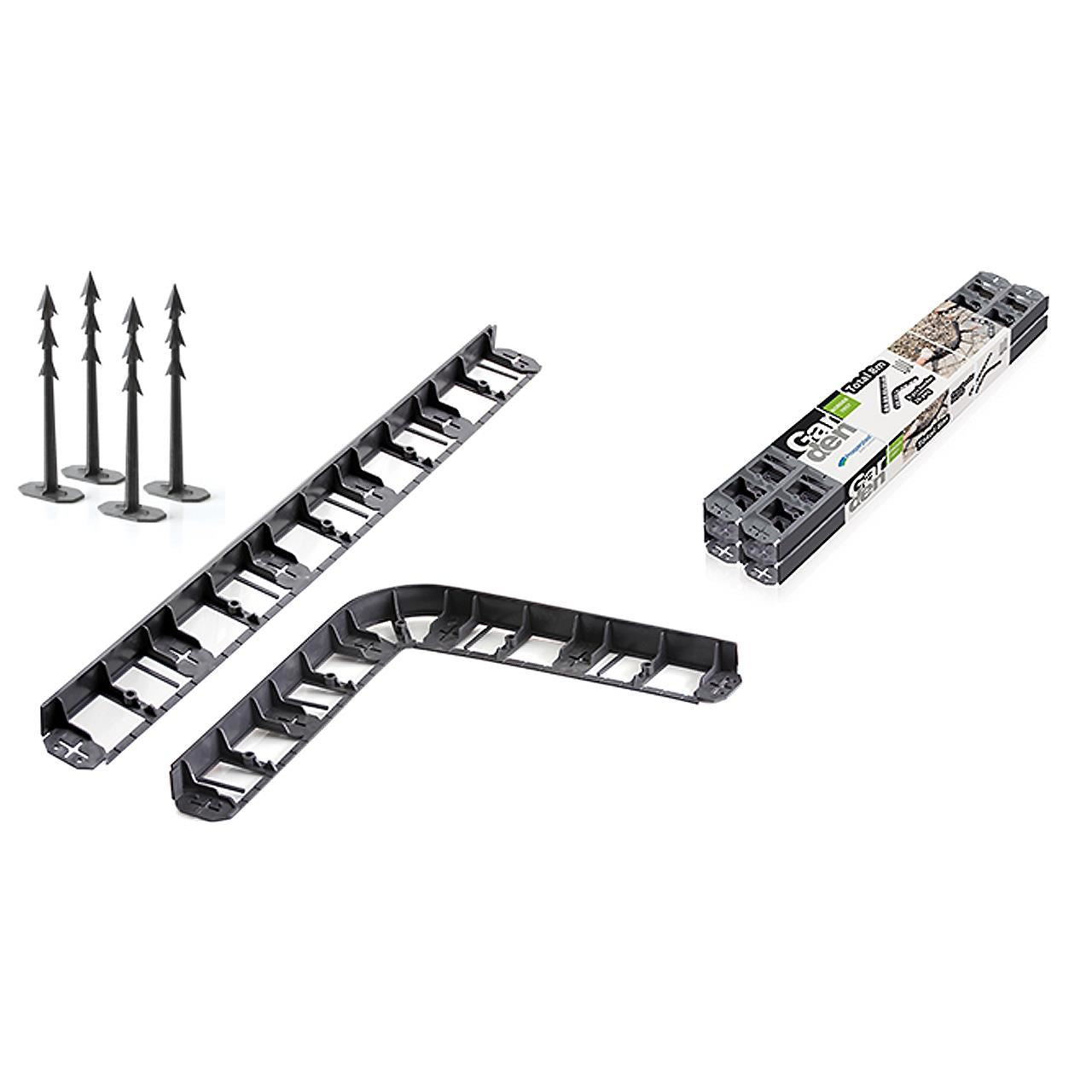 Bordura pentru gazon, plastic, 28 cuie tip harpon, 8 m