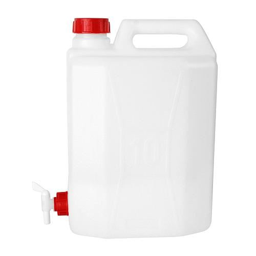 Bidon din plastic HDPE pentru transport lichide, 20 litri, cu robinet, contact alimentar, alb, ICS Strend Pro