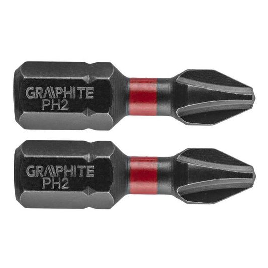 Varfuri, biti, de impact, PH2, set 2 buc, PH2x25 mm, Graphite