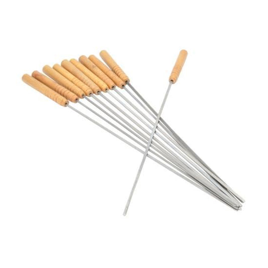 Tepuse frigarui, otel cromat, maner lemn, set 10 buc, 41 cm, Perfect Home