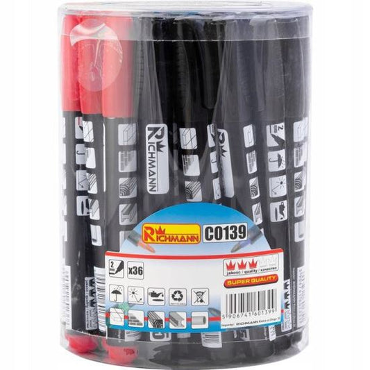 Set 36 buc marker permanent, gros, 4 culori, RICHMANN