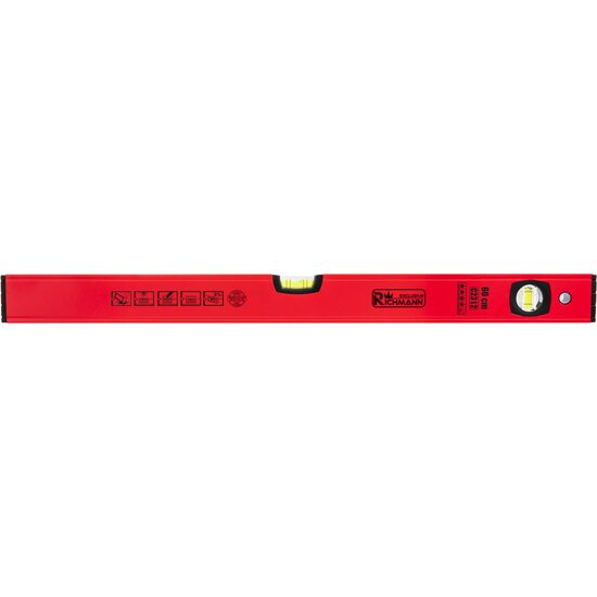 Nivela (boloboc) din aluminiu, rosie, 60 cm, 2 bule in bloc acrilic, precizie 0.5 mm/m, calitate industriala, Richmann Exclusive