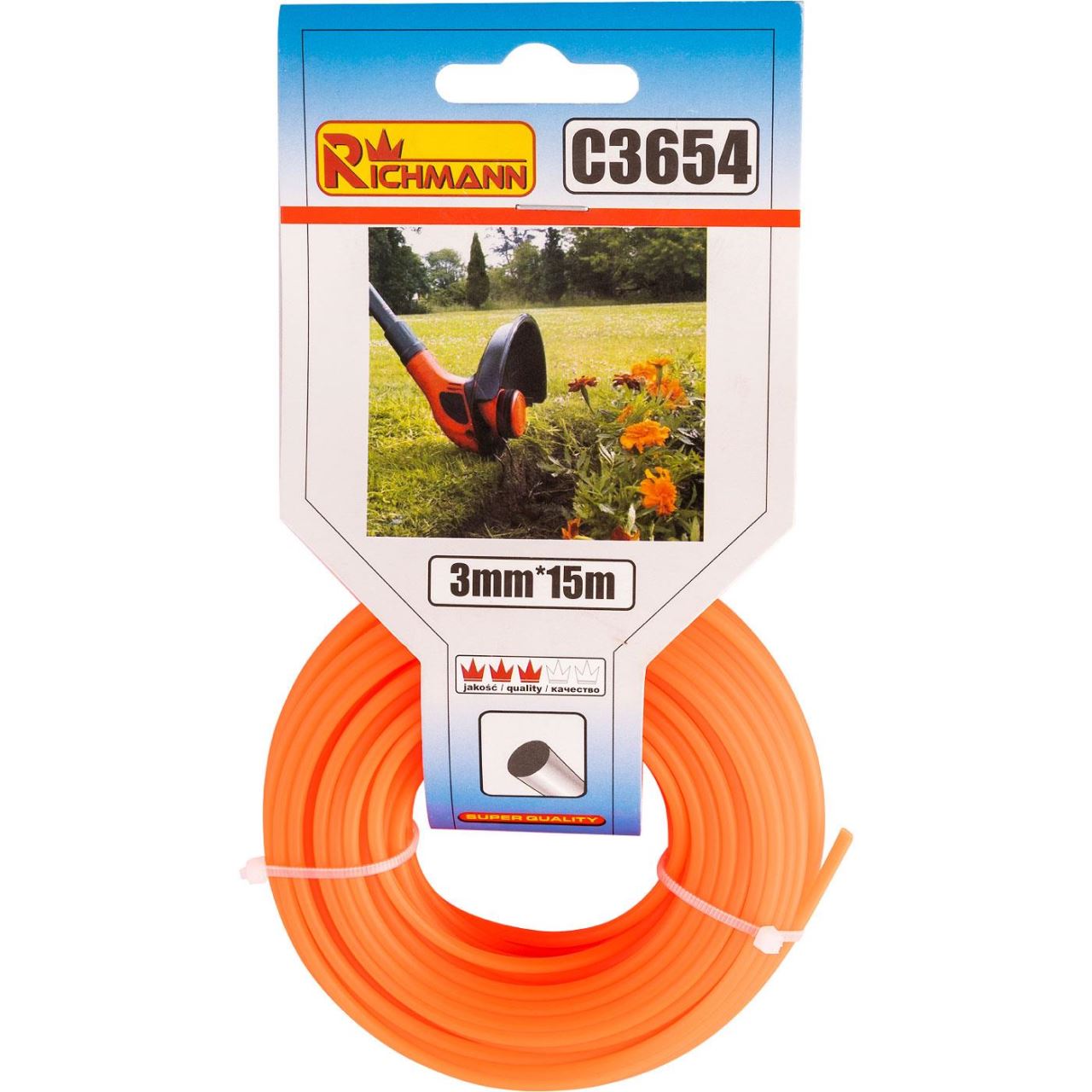 Fir rezerva motocoasa, trimmer,​​​​​​​ 3 mm x 15 m, Richmann
