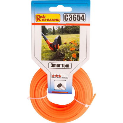Fir rezerva motocoasa, trimmer,​​​​​​​ 3 mm x 15 m, Richmann