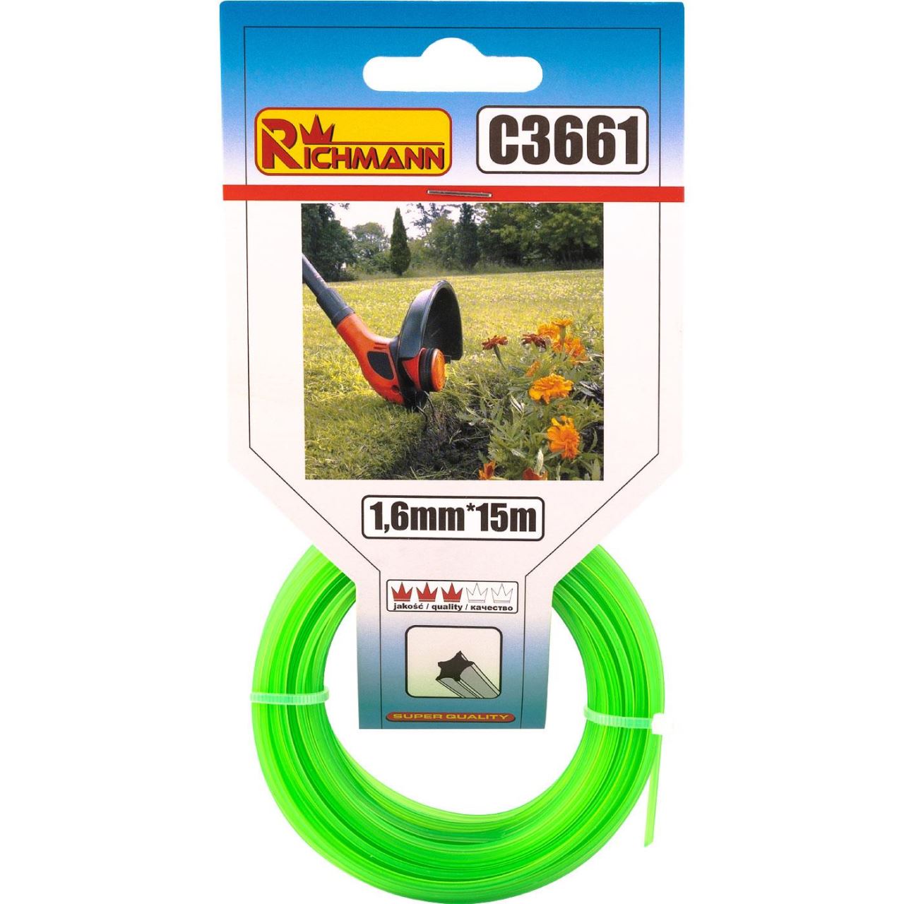 Fir rezerva motocoasa, trimmer, tip stea, 1.6 mm x 15 m, Richmann