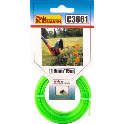 Fir rezerva motocoasa, trimmer, tip stea, 1.6 mm x 15 m, Richmann