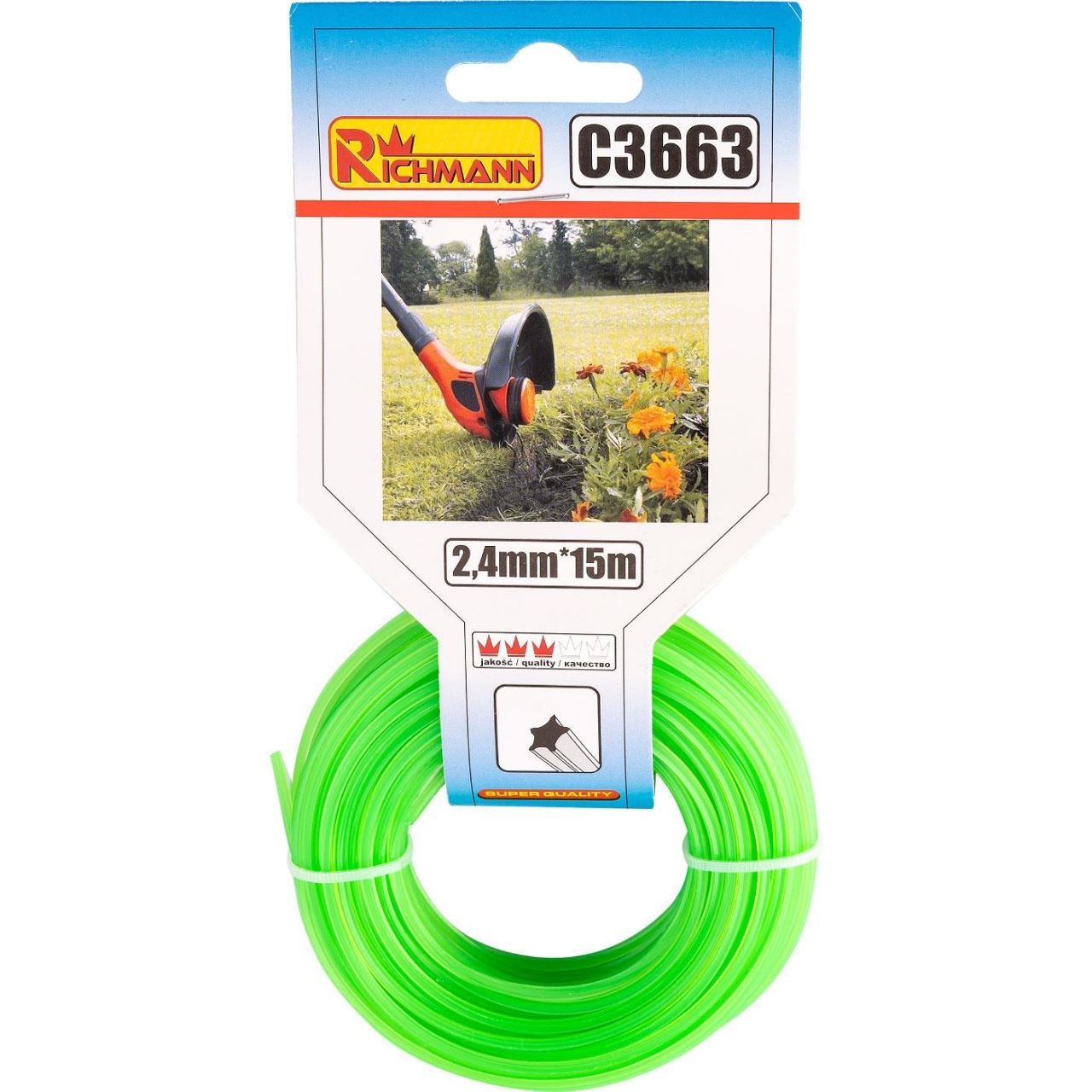 Fir rezerva motocoasa, trimmer, tip stea, 2.4 mm x 15 m, Richmann