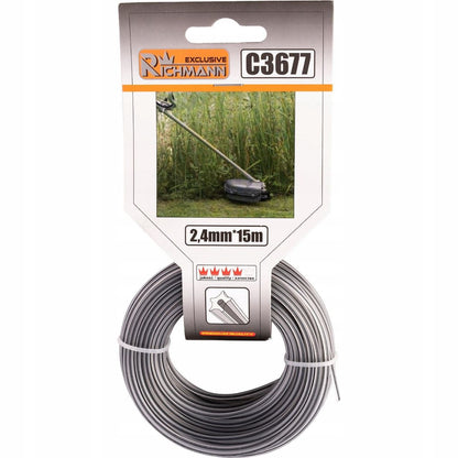 Fir rezerva motocoasa, trimmer cu insertie metalica, DUO, tip stea, 2.4 mm x 15 m, Richmann Exclusive