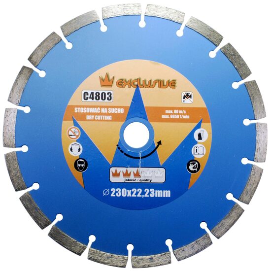 Disc diamantat, beton, taiere uscata, 230 mm/22.23 mm, Richmann