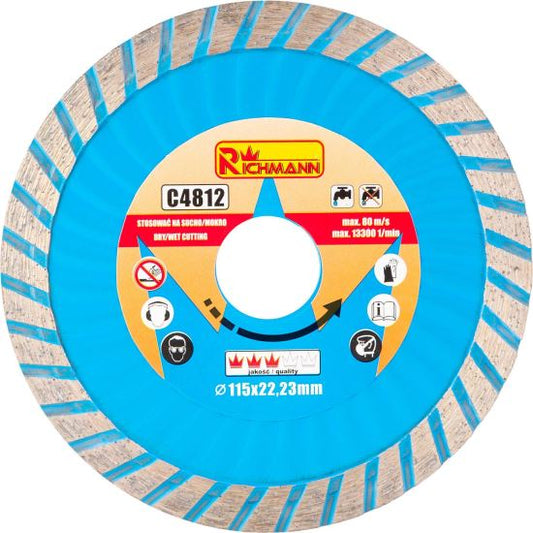 Disc diamantat super turbo, beton, taiere rapida umeda si uscata, 115 mm/22.23 mm, Richmann