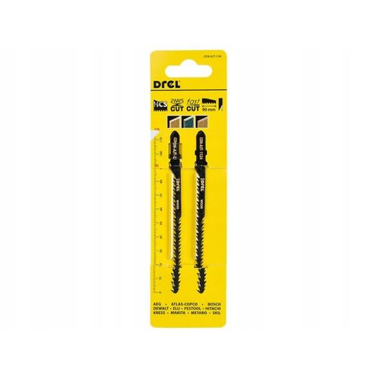 Panza, lama, fierastrau pendular, pentru lemn, HCS, dantura dubla, prindere tip T, set 2 buc, 90 mm, Drel