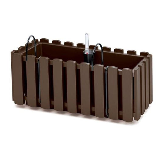 Jardiniera decorativa, suport metalic, sistem irigare, maro, 38x18x16.2 cm, Boardee Fencycase W Old