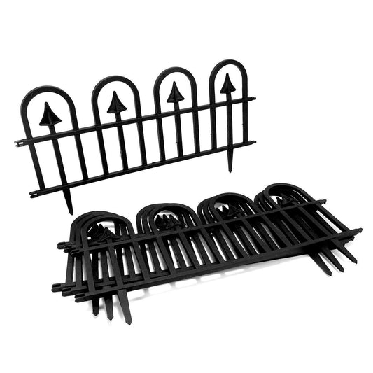 Gard de gradina decorativ, plastic negru, set 4 buc, 60x31 cm