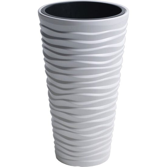 Ghiveci decorativ de flori, rotund, inalt, alb, 39x75 cm, Sand Slim