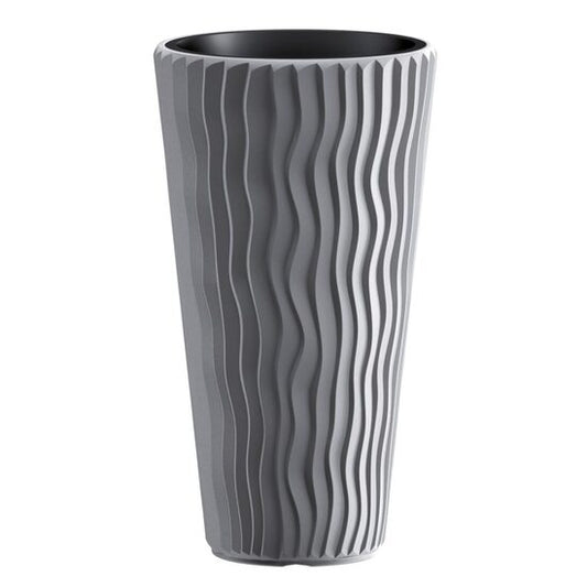 Ghiveci decorativ de flori, rotund, inalt, gri, 29.7x53.1 cm, Sandy