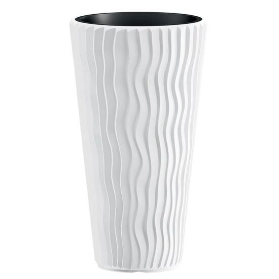 Ghiveci decorativ de flori, rotund, inalt, alb, 29.7x53.1 cm, Sandy