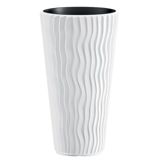 Ghiveci decorativ de flori, rotund, inalt, alb, 29.7x53.1 cm, Sandy