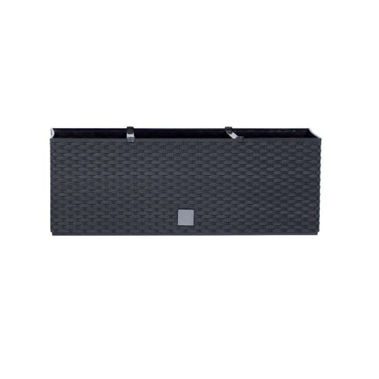 Jardiniera decorativa, sistem irigare, imitatie ratan, antracit, 30 L, 60x25x24 cm, Rato Case Old