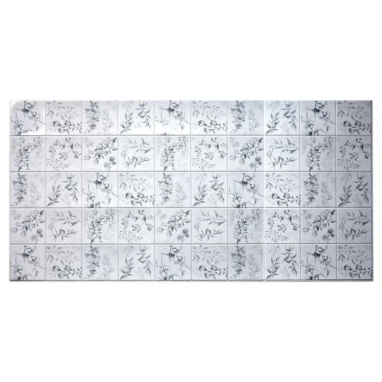 Panou decorativ, PVC, model flori de camp, gri, 96x48.5 cm
