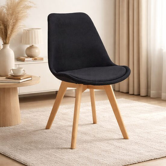 Scaun bucatarie/living, stofa, lemn, negru, 49x55x82 cm, Alta
