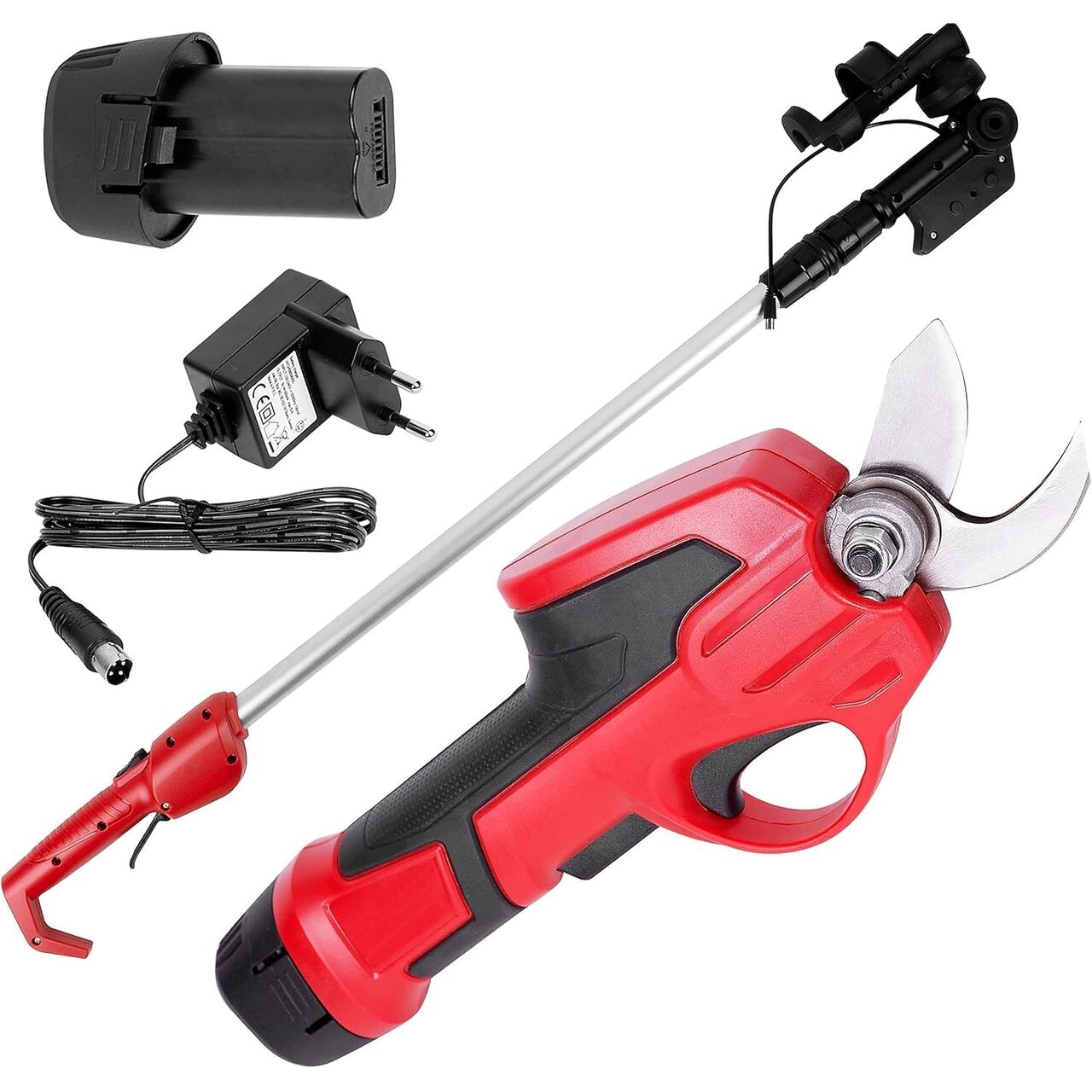 Foarfeca electrica de gradina, cu acumulator 1.5 Ah, incarcator 7.2 V, maner telescopic, Strend Pro