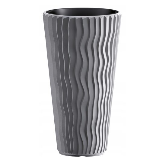 Ghiveci decorativ de flori, rotund, inalt, gri, 18/45 L, 39x70.8 cm, Sandy Slim