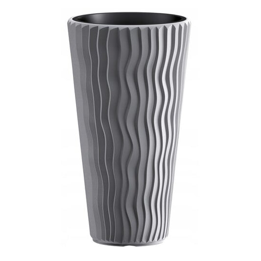 Ghiveci decorativ de flori, rotund, inalt, gri, 18/45 L, 39x70.8 cm, Sandy Slim