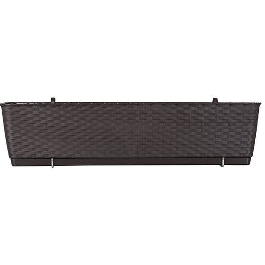 Jardiniera decorativa, Prosperplast, imitatie ratan, suport, maro, 49.2x17.2x17.4 cm, Old