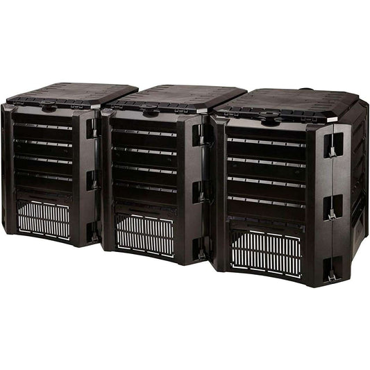Compostor de gradina, 3 module, Module Compogreen, 1200 L,  negru, 198x71.9x82.6 cm, Prosperplast
