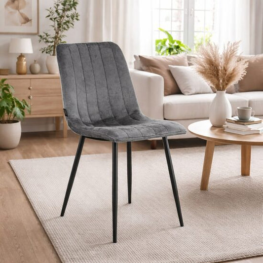 Scaun bucatarie/living, Artool, Lava, catifea gri, picioare metal negru, 43x51x90 cm