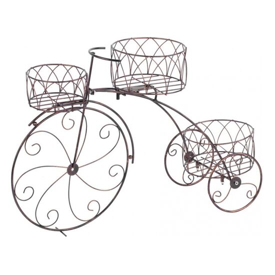 Suport metalic pentru flori, model bicicleta vintage, 3 ghivece, 60x21x42 cm, Strend Pro