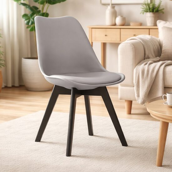 Scaun bucatarie/living, Artool, Mark, PP gri, picioare negre, 49x55.5x82.5 cm