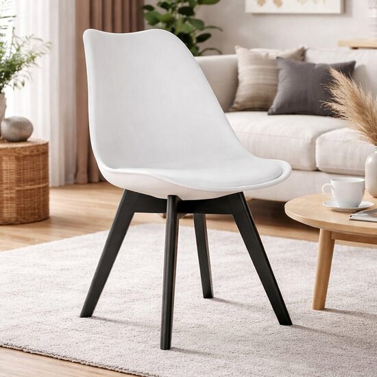 Scaun bucatarie/living, Artool, Mark, PP alb, picioare negre, 49x55.5x82.5 cm