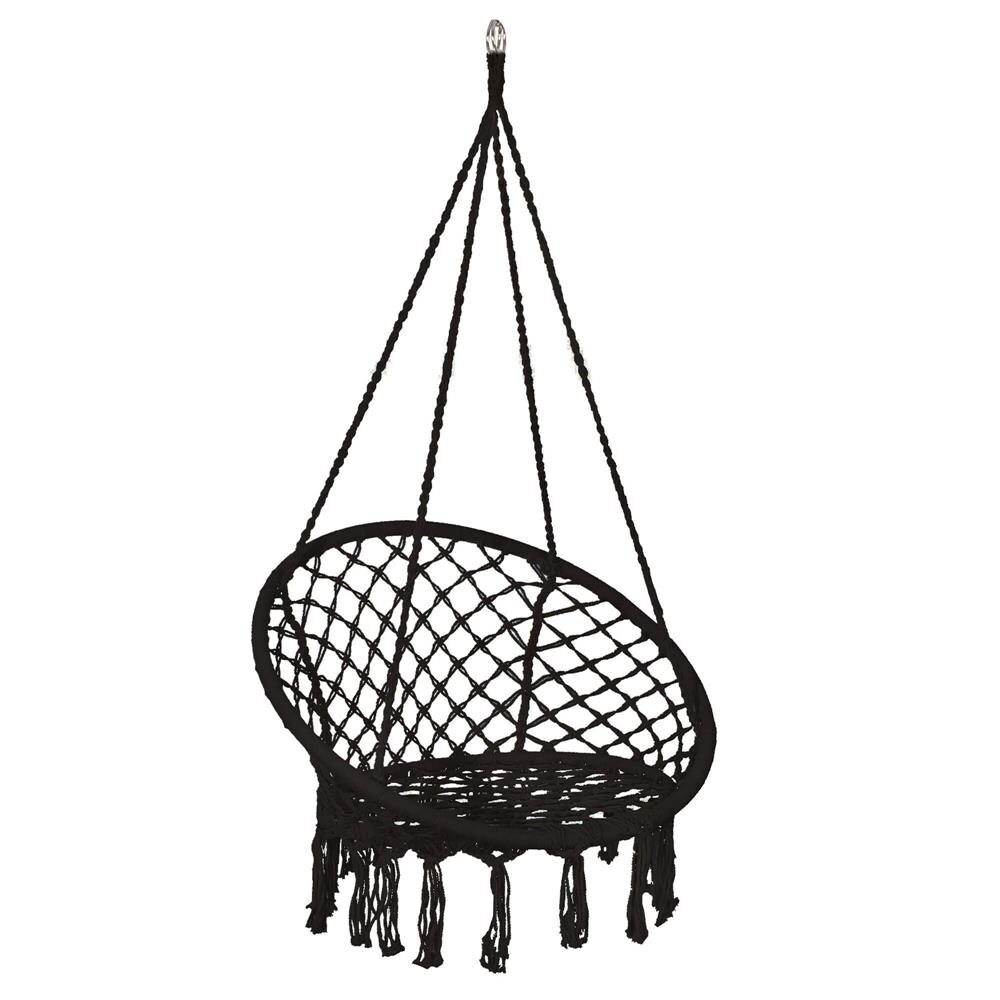 Hamac brazilian, tip scaun, Springos, negru, max 150kg, 79x80x120 cm